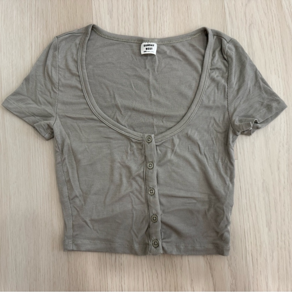 Aritzia Sunday Best Crop Top HOLLY TOP 2XS Dry Basil Green